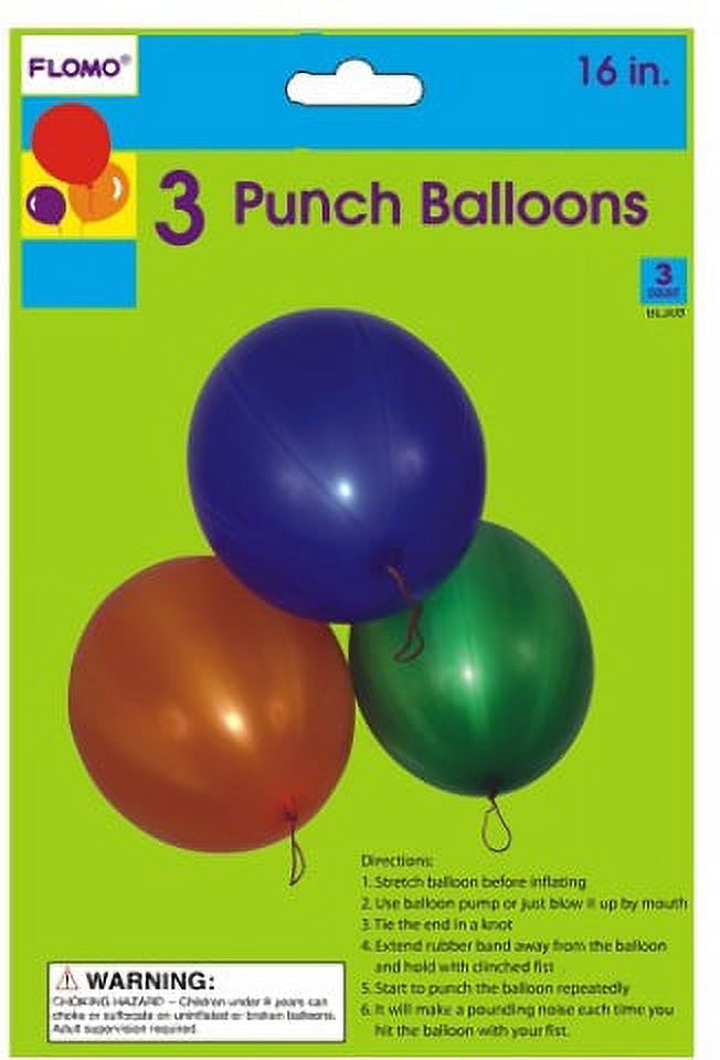16" Punching Balloons with Rubber Band Handles (36 Units Included