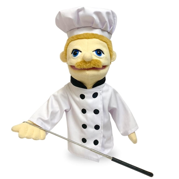 16 "Puppet Entrioquist Puppet, Children's Hand Puppet Plush Chef Puppet, Adult Movable Mouth Puppet, Hand Puppet, Scalable Puppet Control Bar