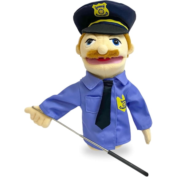 16"Puppets Entriloquist Puppet,Hand Puppets for Kids Plush Policeman Puppets for Adults with Removable Mouth Puppe t for Kids Ages 4-8Hand Puppet for Adults with Scalable Pupp et Control Rod