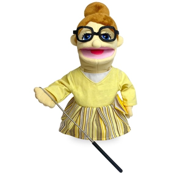 16" Puppets Entriloquist Puppet,Hand Puppets Plush Teacher Puppets for Adults with Removable Mouth Puppet ,Hand Puppet for Adults with Scalable Puppet Control Rod