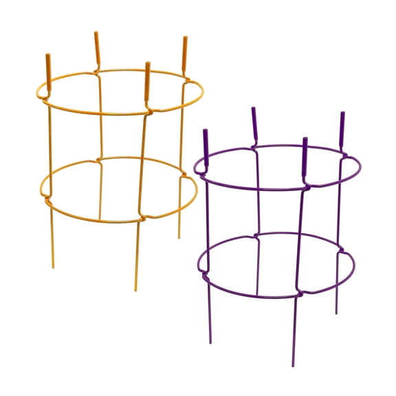 Glamos Wire 16 inch Plant Support Collapsible Stackable Grow Cage Purple and Gold 10 Pack