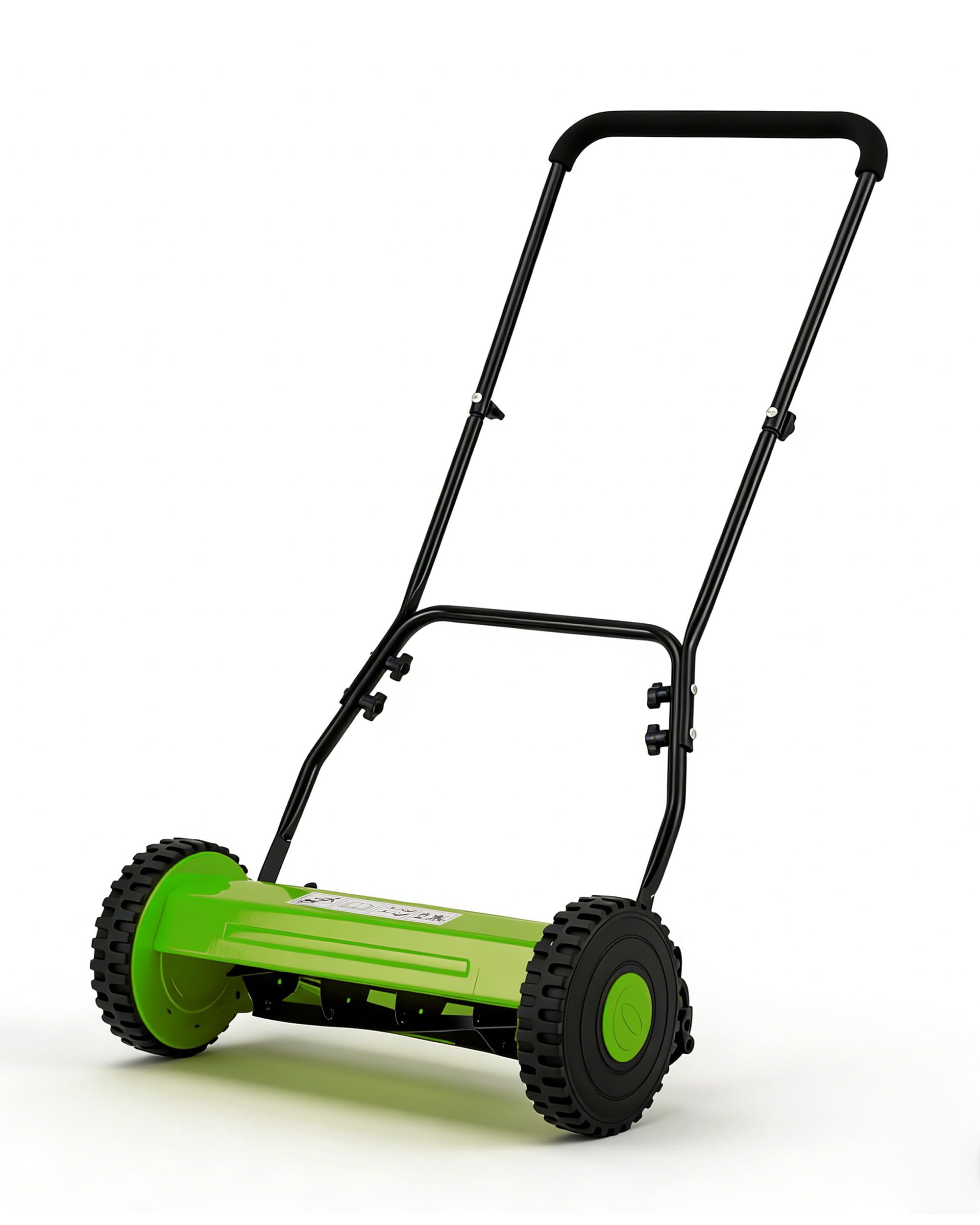 16" Push Reel Lawn Mower, 5-Blade Manual Walk-Behind Lawn Mower with Adjustable Cutting Height, Compact Push Mower for Small Yards, Green