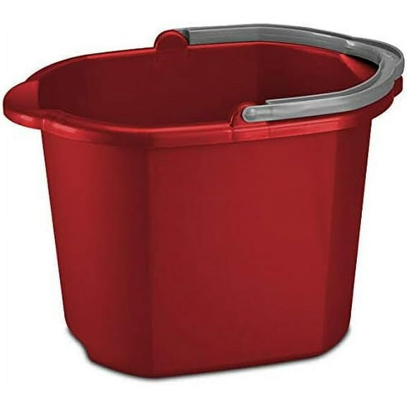 16 Quart 15L Heavy Duty Sturdy Dual Spout Rectangular Pail Bucket Organizer Household Cleaning Supplies Projects Mopping Storage Comfortable Durable Grip Pour Handle-Red (2)