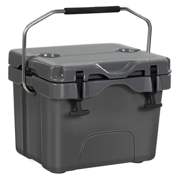 16 Quart 24-Can Capacity Portable Insulated Ice Cooler with 2 Cup Holders