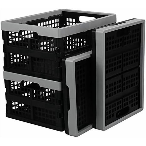 16 Quart 4 Pack Stackable Dairy Milk Crates, Utility Folding Baskets$$Office