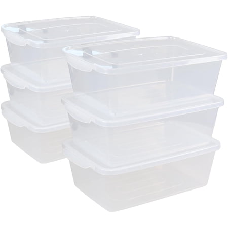 16 Quart Clear Latching Storage Box, Plastic Storage Container, Latching Bin with Lid, 6 Packs