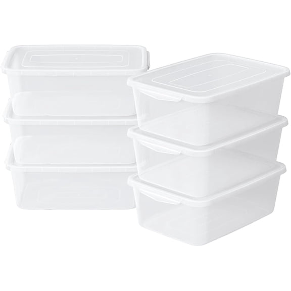 16 Quart Clear Plastic Storage Box, Plastic Storage Latching Bin With Lid, 6 Packs