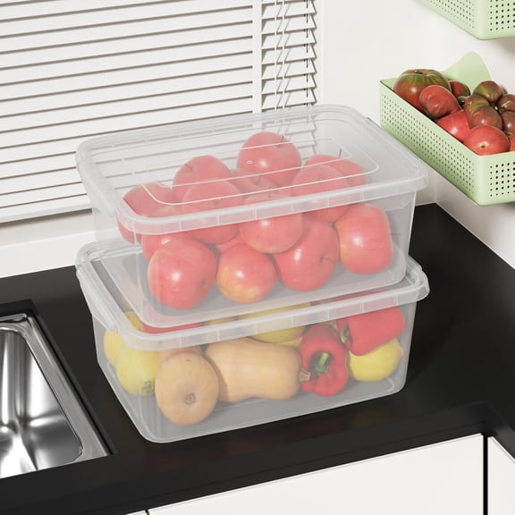 16 Quart Clear Plastic Storage Box with Lid - Stackable Latching Bin for Food, Towels, Stationery