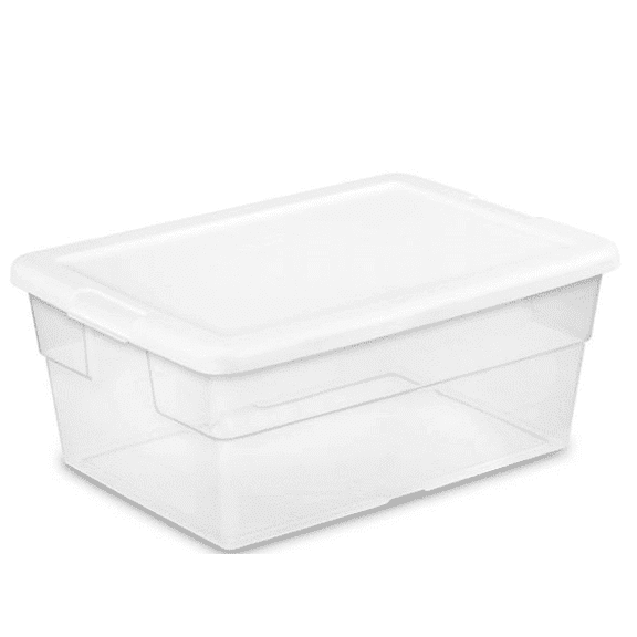 16 Quart Clear Plastic Tote Box Storage with Lid - Durable, Stackable Organizer for Clothes, Shoes, Pantry - Classroom & Supply Organization