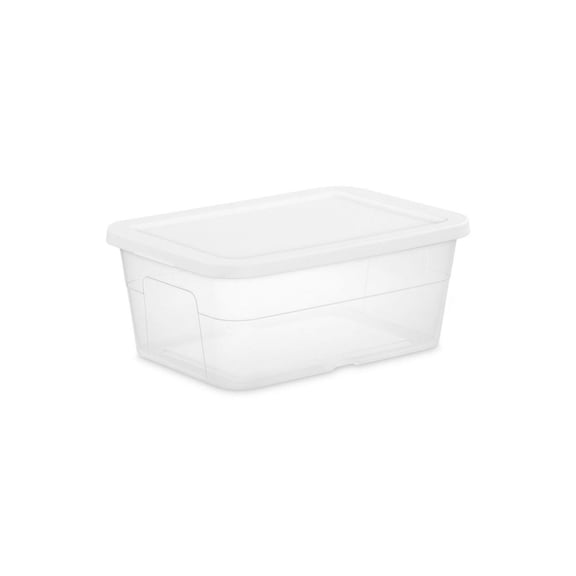 16 Quart Clear Storage Box with Lid - Plastic Storage Bins Organizer - Stackable Container for Clothes, Shoes, Toys - White