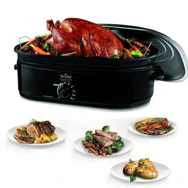 16 Quart Electric Roaster Oven with High-Dome Lid, Electric Turkey Roaster with Defrost/Warm Function, Removable Pan & Rack, Stainless Steel, Black