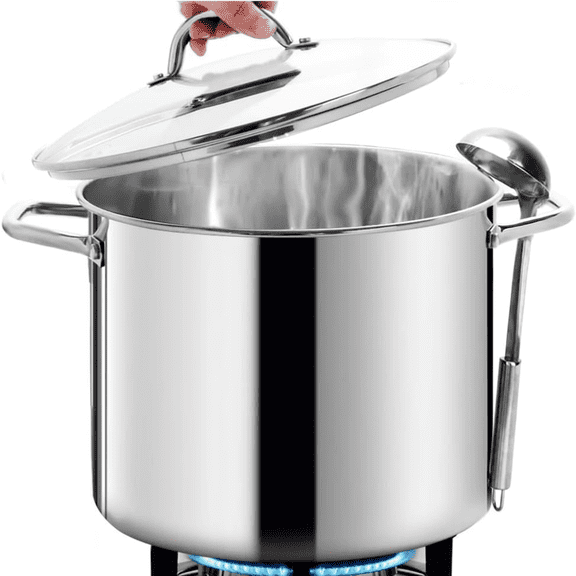 16 Quart LARGE Stock Pot with Glass Lid - NICKEL FREE Stainless Steel Healthy Cookware Stockpots with Lids 16 Quart