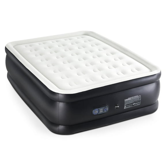 16" Queen Size Air Mattress with Built-in Pump, Double Height Adjustable Airbed, Non-Slip Bottom, Supports 660lbs Max