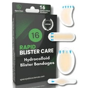 16 Rapid Care Blister Bandages. Hydrocolloid Bandages for Blisters, Burns, and Wounds. Promotes Faster Healing.