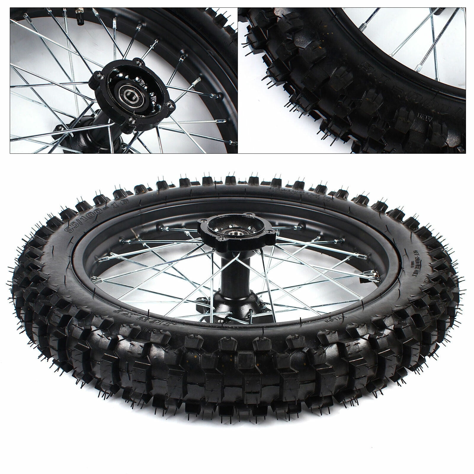 16" Rear Tire Rim Dirt Pit Bike Rear Rim Wheel with Sprocket 90/100-16 Tire Rim Wheel with Bolt for Dirt Pit Bike 110cc 125cc 140cc 150cc TTR125 KX100 CRF100