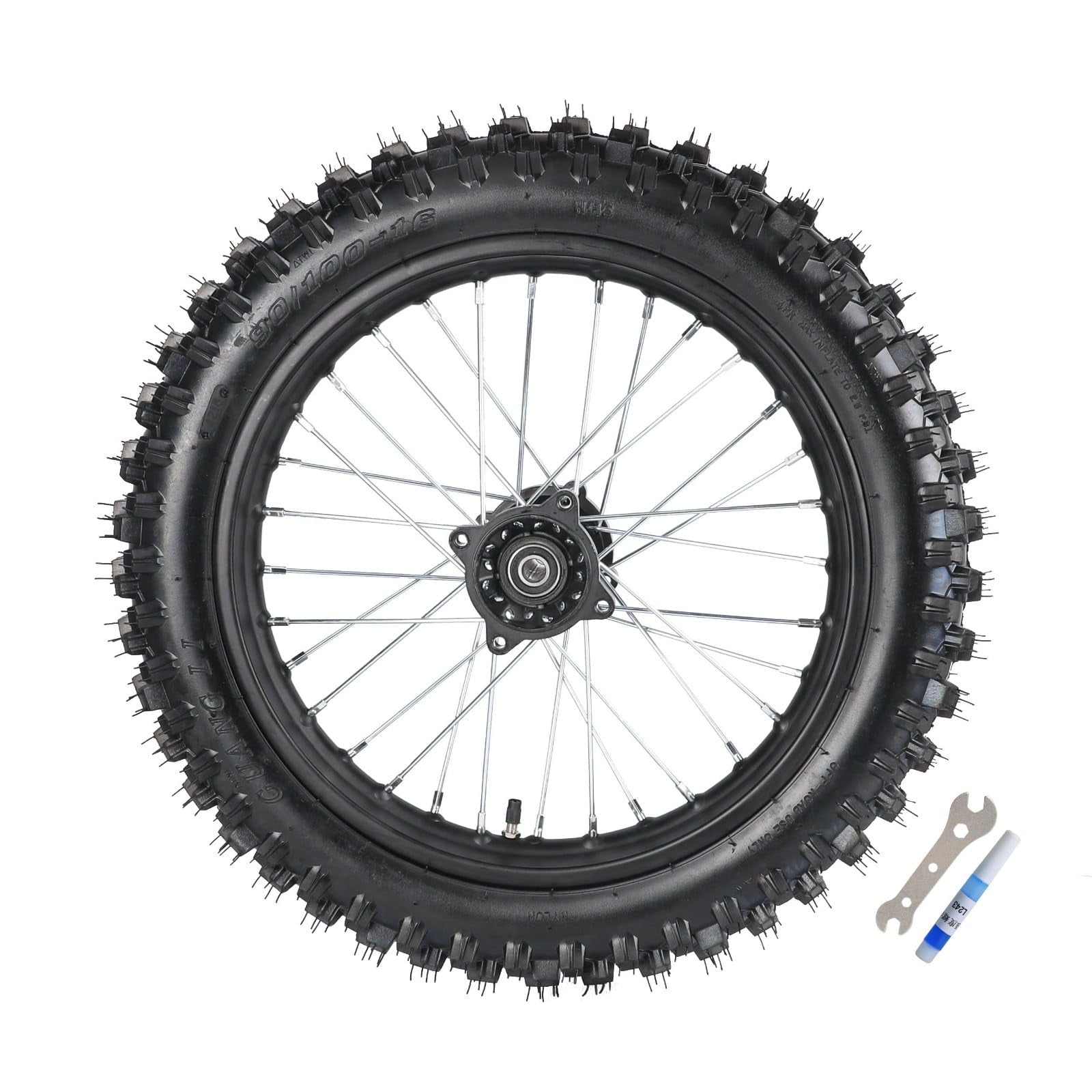 16" Rear Wheel 90/100-16 Tire and Rim Assembly 15mm Bearing for Pit Dirt Bike Motocross Offroad SSR Taotao Apollo 125cc 140cc 150cc 160cc 200cc 250cc (Rear Wheel 90/100-16)