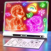 16 Rechargeable LED Drawing Board with Timer & 9-Color Adjustable Neon Glow &ndash; Includes 6 Markers, Dry Erase Light-Up Memo Board with Stand for Kids, Family & Office (white)