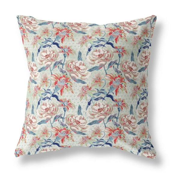 16 Red Indigo Roses Indoor Outdoor Throw Pillow