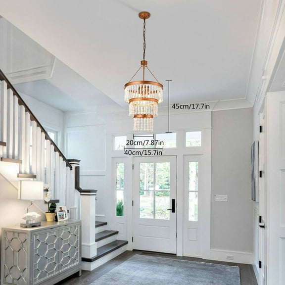 16" Retro Farmhouse Wood Bead Chandelier Ceiling Lamp Pendant Light Fixture