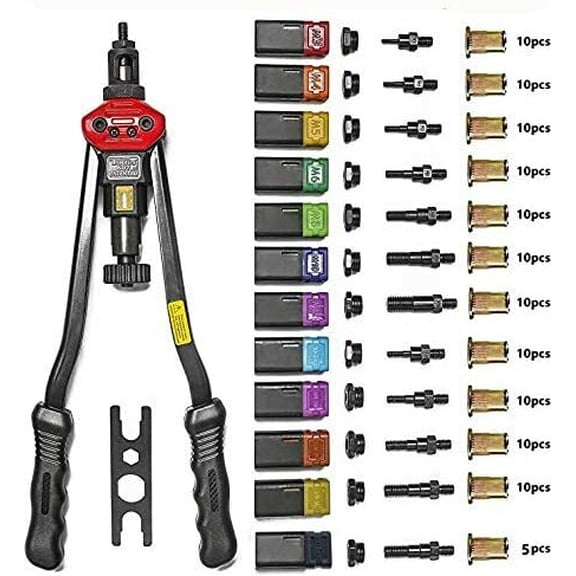 16" Rivet Nut Tool Hand Blind Riveter RIVNUT Riveting Mandrel SAE Metric 115 pc