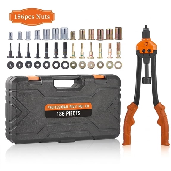 16" Rivet Nut Tool Kit, 13 Mandrels & 186 Rivet Nuts, Metric & SAE Set