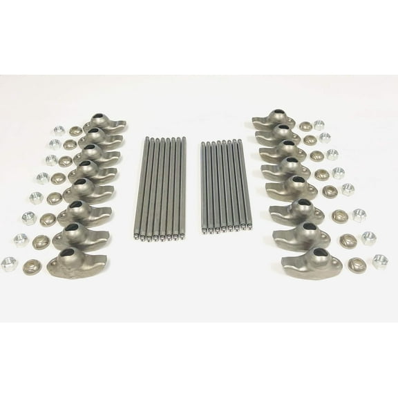 16 Rocker Arms & 3/8" Pushrod Set compatible with 1966-1990 Chevy bb 454 427 402 396
