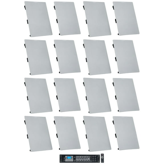 (16) Rockville WA6570 6.5" 70V Commercia In-Wall Speakers+Amp For Restaurant/Bar