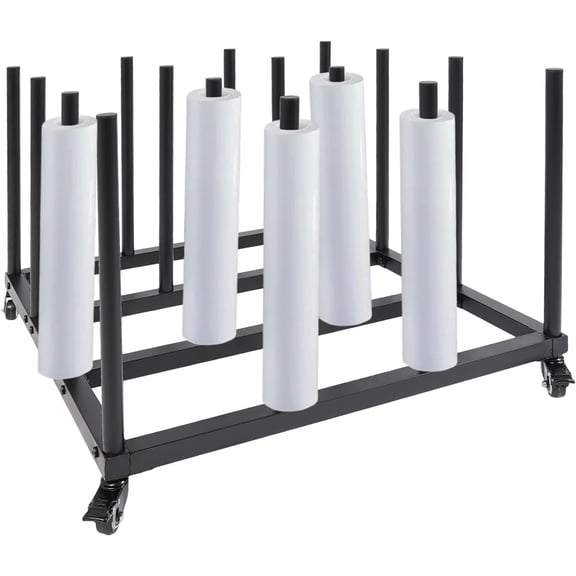 16-Roll Large Vinyl Storage Rack Cart, Heavy Duty Media Roll Cart with Wheels, Rolling Holder for Digital Media Blueprint Photography Paper, Commercial Fabric
