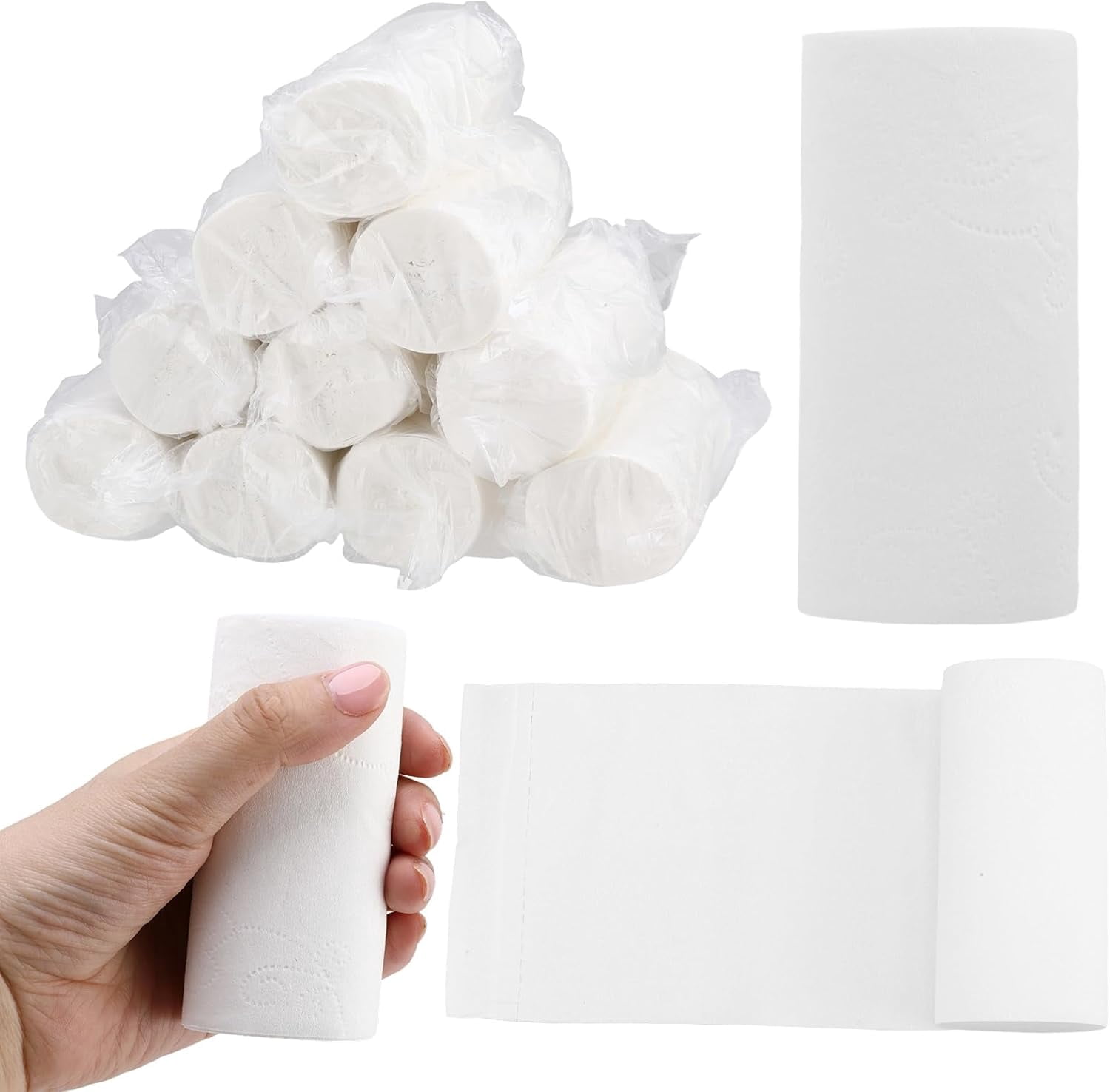 16 Rolls Travel Toilet Paper to Go Packs, Soft Coreless Camping Toilet Paper, Compact Pocket Tissue for Camping Hiking Outdoor Rv and Travel, Portable Individually Wrapped