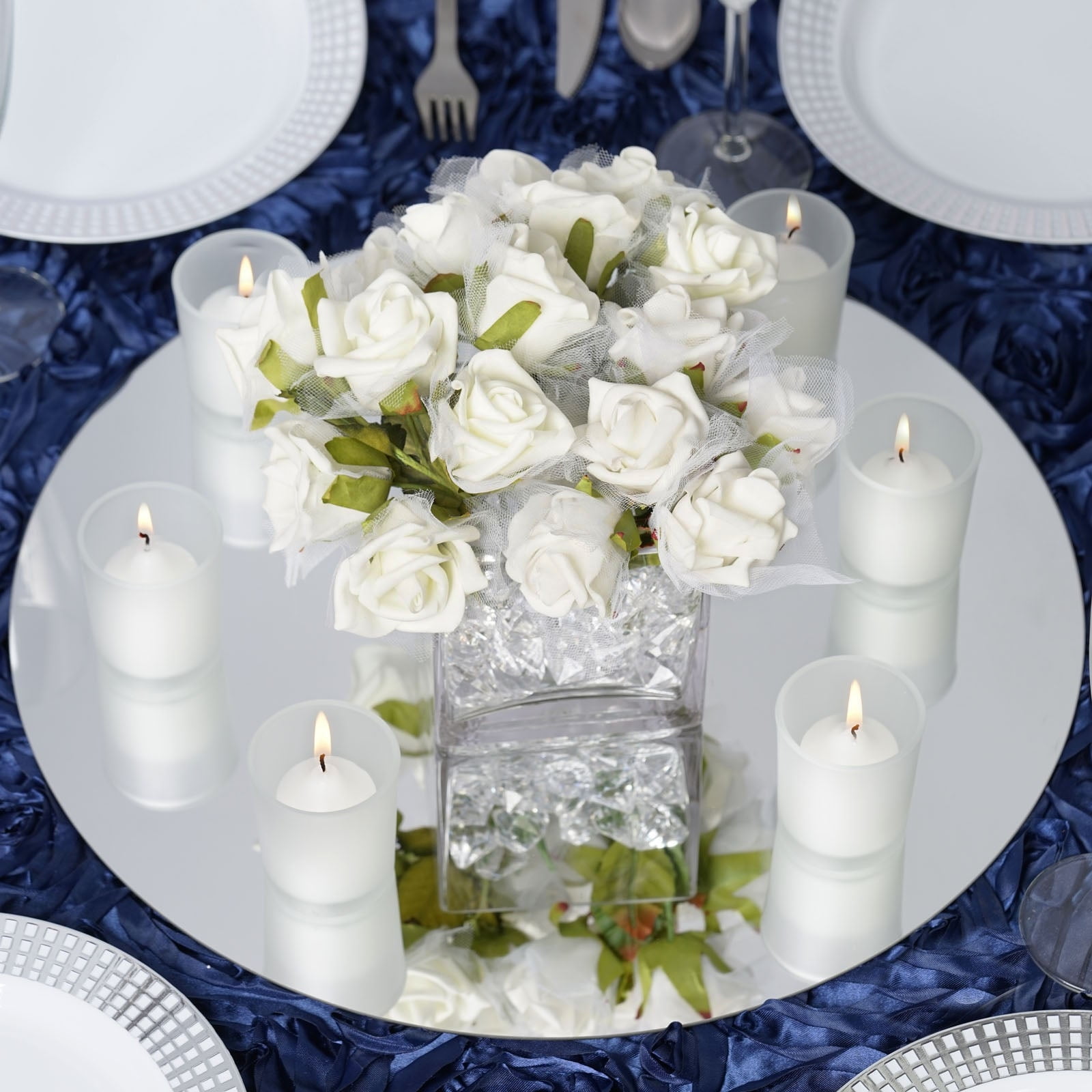 16" Round Glass Mirror Wedding Party Table Decorations Centerpieces - 4