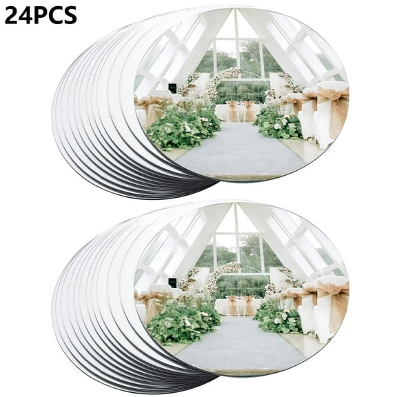 16" Round Mirror Centerpieces for Tables, Acrylic Circle Mirror Plates with Smooth Edge, Bonlting Decorative Mirror Set of 24, Ideal for Wedding, Baby Shower & Christmas Party Decorations, 2mm Thick
