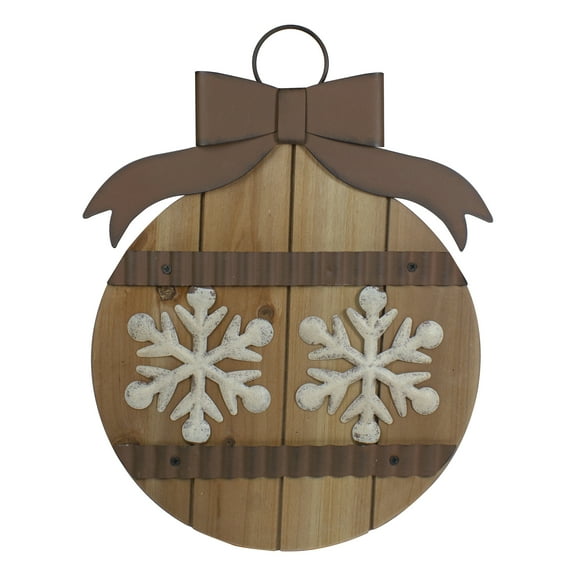Northlight 16" Rustic Brown Snowflakes Christmas Ornament Wall Sign
