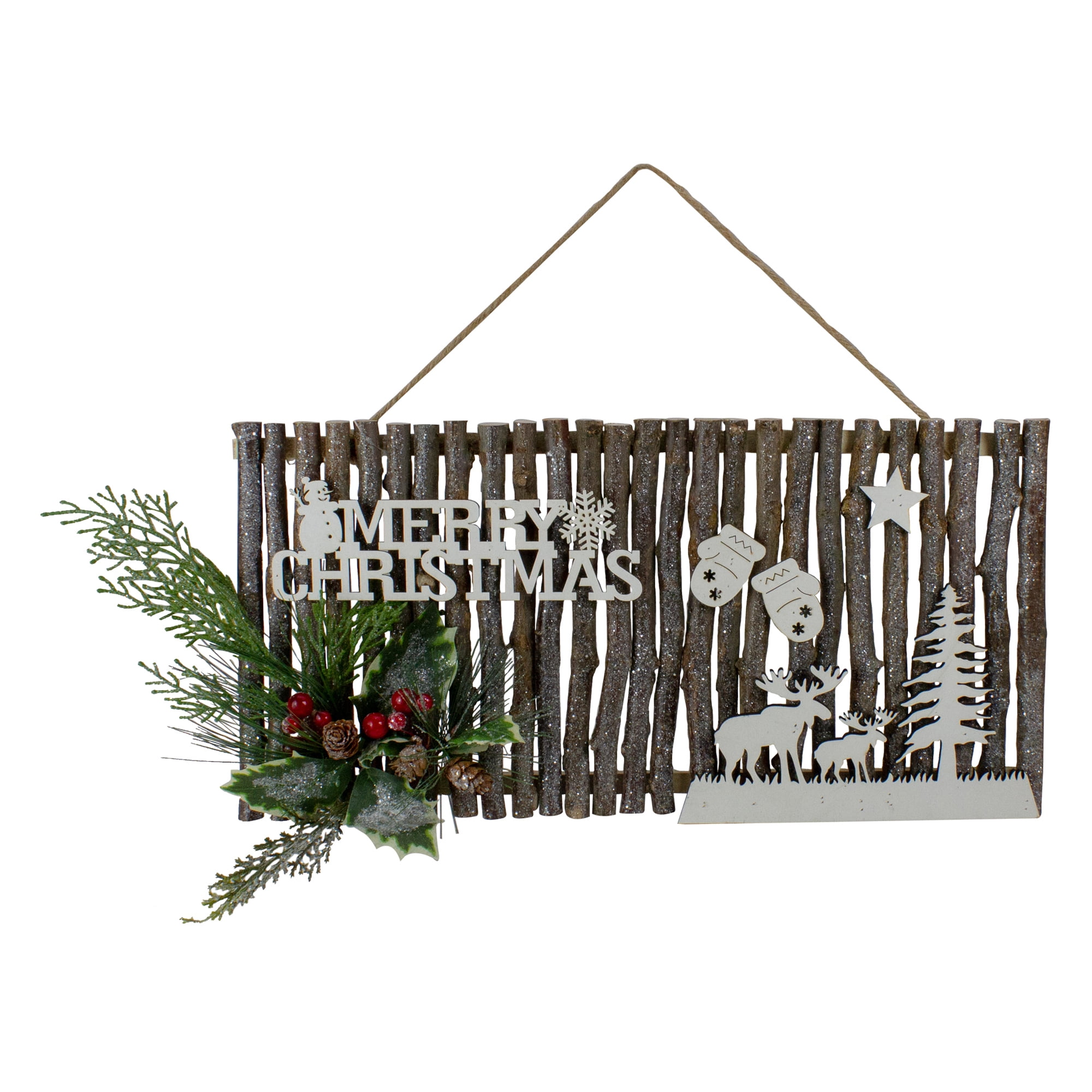 16" Rustic Wooden Merry Christmas Sign Wall Decor