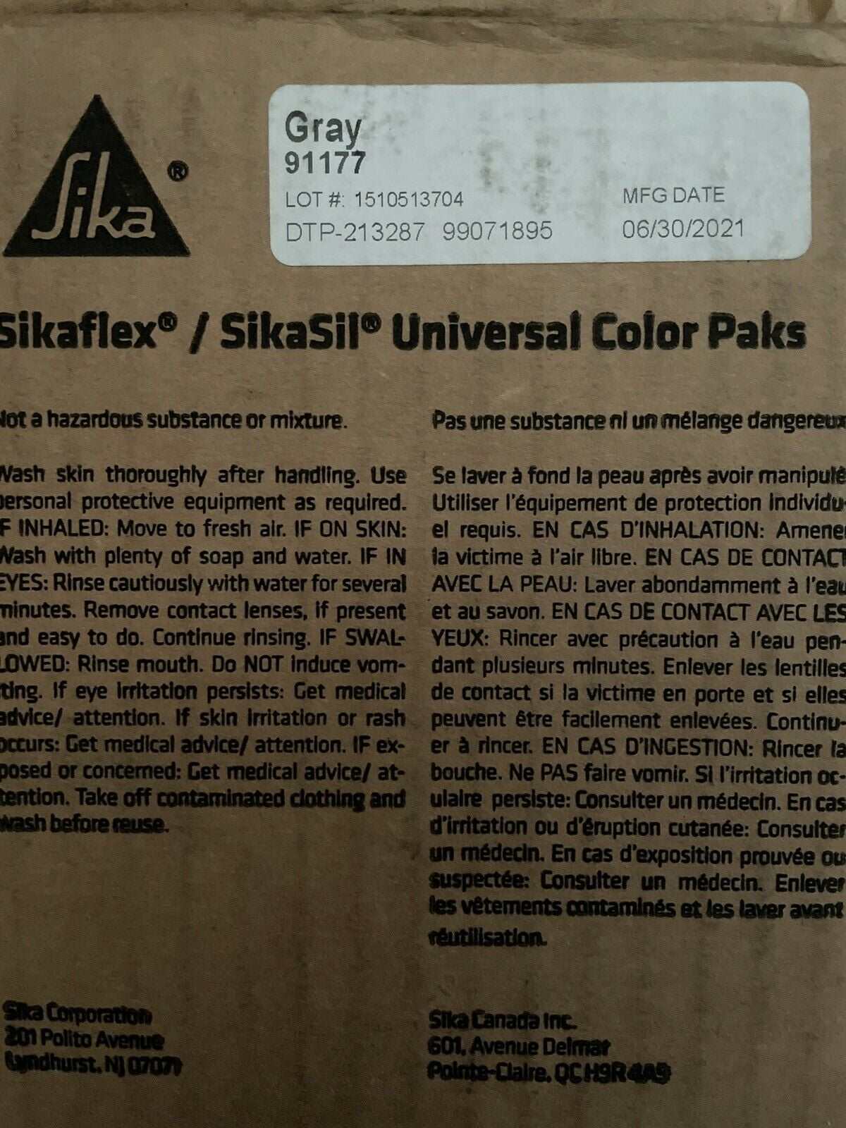 (16) SIKA / SIKASIL UNIVERSAL COLOR PAKS GRAY 91177