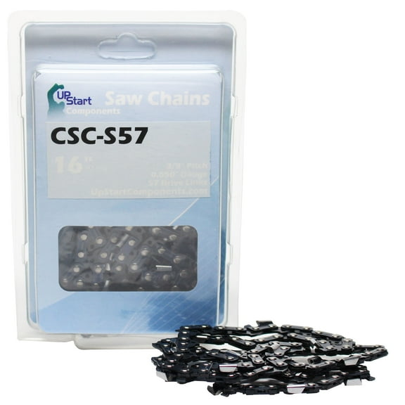 16" Semi Chisel Saw Chain for ECHO CS-3450 Chainsaws - (16 inch, 3/8" Low Profile Pitch, 0.050" Gauge, 57 Drive Links, CSC-S57) - UpStart Components