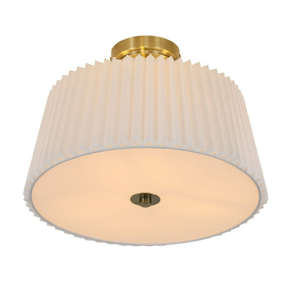 16" Semi Flush Mount Ceiling Light Fixture,3-Light Fabric Shade Semi Flush Mount Light for Bedroom Living Room Kitchen Hallway