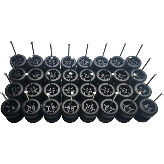 16 Set 1/64 Wheels and Tires Kit Simulation 1 64 Scale Wheels with Rubber Tires and Hub Suitable for Adding Collection Value to 1/64 Model Cars