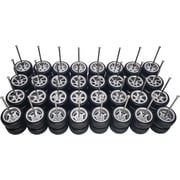 16 Set 1/64 Wheels and Tires Kit Simulation 1 64 Scale Wheels with Rubber Tires and Hub Suitable for Adding Collection Value to 1/64 Model Cars Silver
