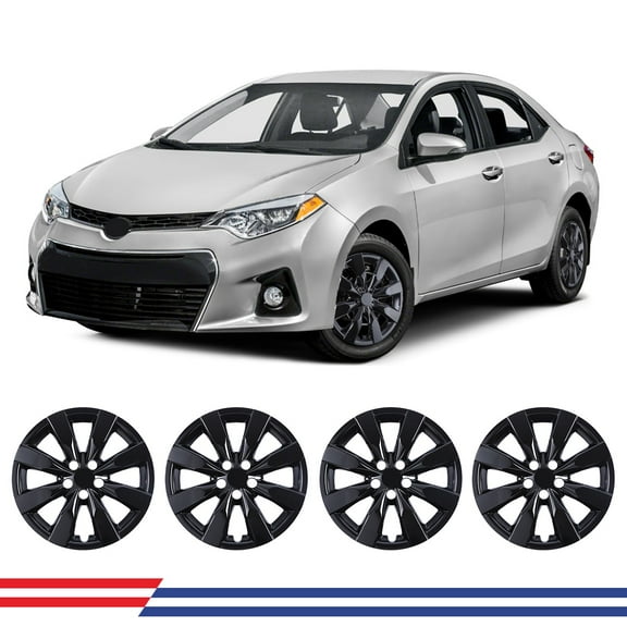 16" Set of 4 Hubcaps Wheel Rims Cover for 2009-2019 Toyota Corolla & 2009-2014 Toyota Matrix Compatible with Steel Wheels Snap on Installation(16-inch,Black Lacquer)