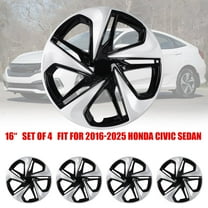 16" Set of 4 Hubcaps Wheel Rims Cover for 2016-2025 Honda Civic Sedan Compatible with Steel Wheels Snap on Installation(16-inch,Silver Lacquer & Black Lacquer)