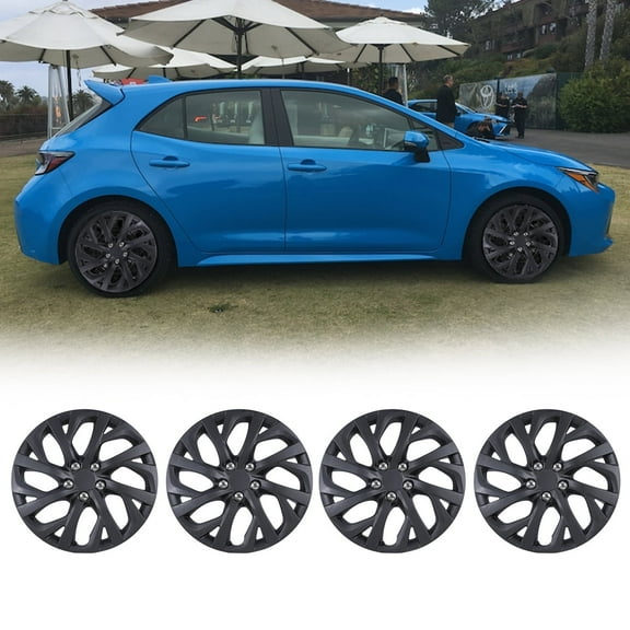 16" Set of 4 Hubcaps Wheel Rims Cover with Decoration Nuts Fit 2009-2025 Toyota Corolla/2009-2014 Toyota Matrix/2023-2025 Toyota Compatible with Steel Wheels Snap on Installation(16-inch,Black Matte)