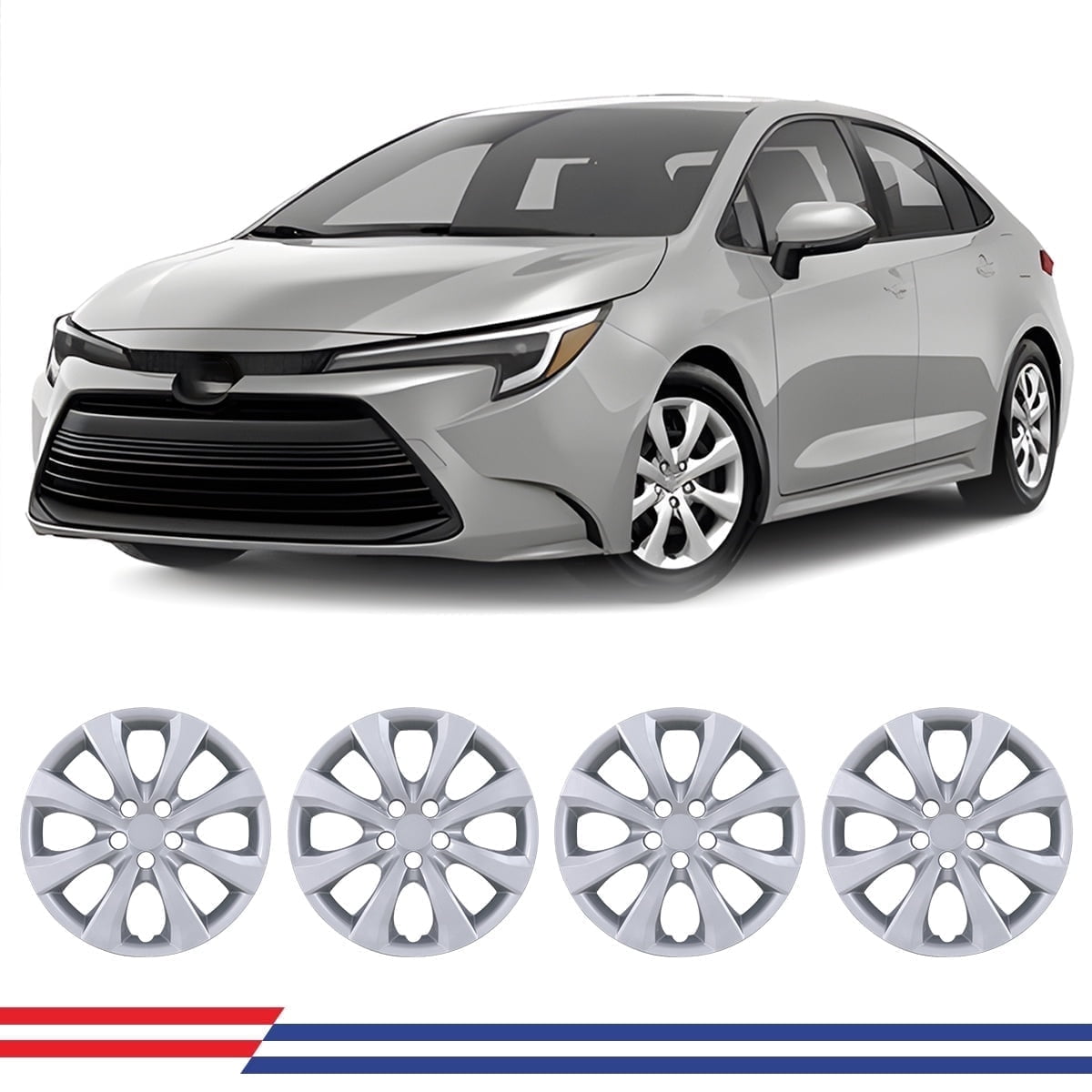 16" Set of 4 Hubcaps Wheel Rims Cover Fit 2009-2025 Toyota Corolla/2023-2025 Corolla Hybrid/2009-2014 Matrix Compatible with Steel Wheels(Lacquer)