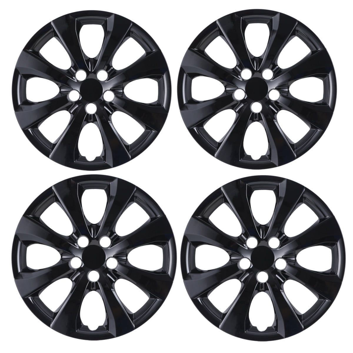 16" Set Of 4 Hubcaps Wheel Rims Cover Fit for 2009-2025 TOYOTA COROLLA/2023-2025 TOYOTA COROLLA HYBRID/2009-2014 TOYOTA MATRIX Compatible With Steel Wheels Snap On Installation(16-Inch,BLACK LACQUER)