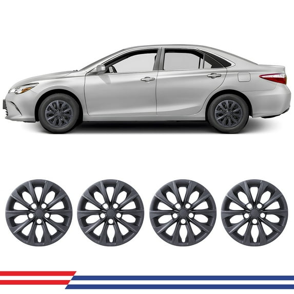 16" Set of 4 Hubcaps Wheel Rims Cover Fit 2015-2017 Toyota Camry /2015-2017 Toyota Camry Hybrid Compatible with Steel Wheels Snap on Installation(16-inch,Black Matte)