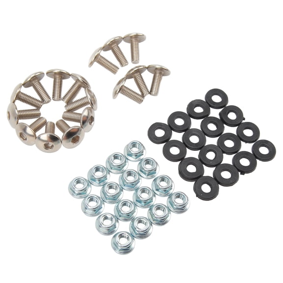 16 Set M6 Mudguard Bolt Washer Nut Screw Kit Panels Fixing Fasteners Compatible for 50cc 70cc 90cc 110cc 125cc ATV Quad 4 Wheeler Replacement Accessories