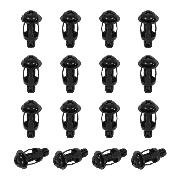 16 Set M8x34.5mm Jack Nuts, Carbon Steel Zinc Finish Expansion Screw Petal Nut for Hollow Wall Iron Skin Line Use in Thin Soft Wall, Black