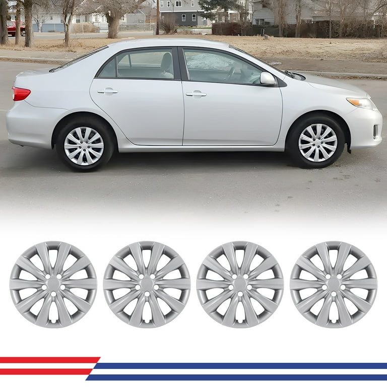 16 Set Of 4 Hubcaps Wheel Rims Cover for 2009 2024 Toyota Corolla and 2009 2014 TOYOTA MATRIX Compatible With Steel Wheels Snap On