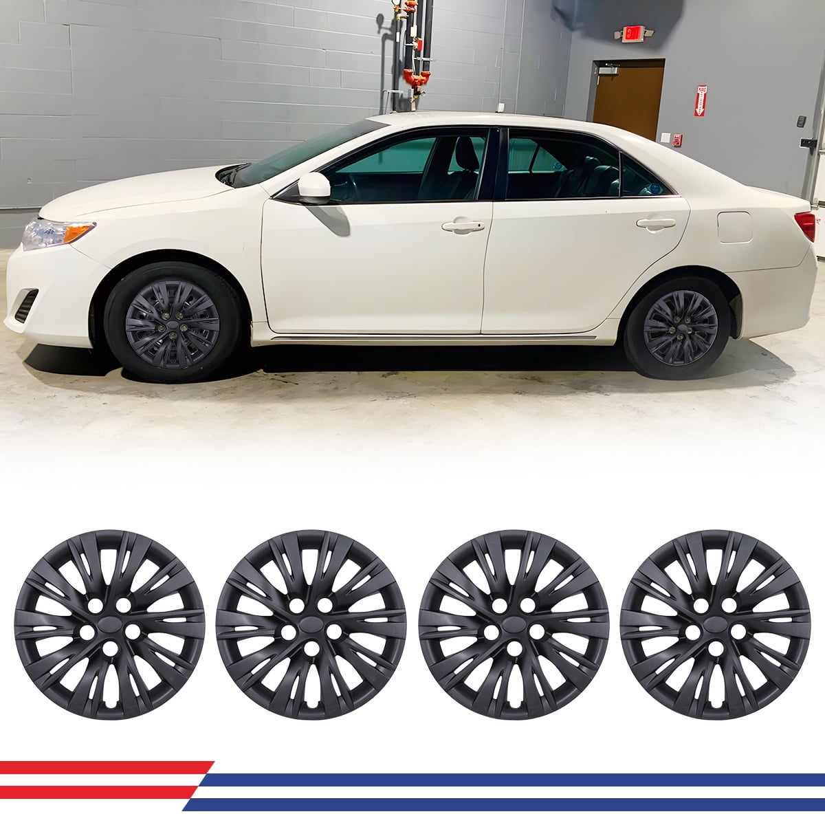 16 Set Of 4 Hubcaps Wheel Rims Cover Fit 2012 2014 TOYOTA CAMRY 2012 2014 TOYOTA CAMRY HYBRID Compatible With Steel Wheels Snap On Installation 16 Inch BLACK MATTE Walmart