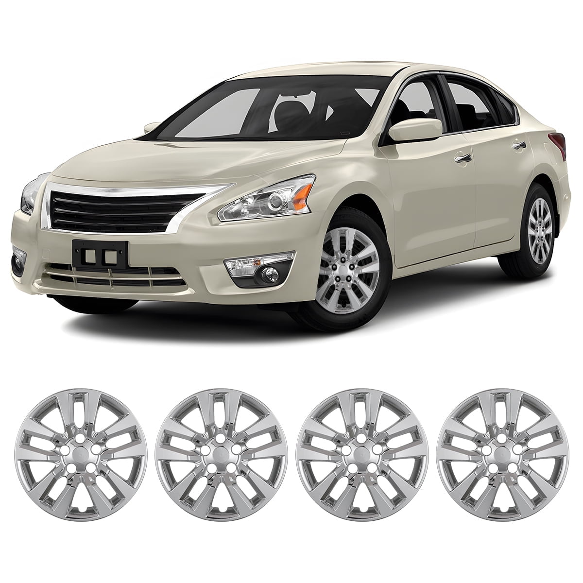 4-Pack 16-Inch Chrome Hubcaps For 2013-2018 Nissan Altima Sedan - Snap-On ABS Wheel Covers For Steel Wheels - View #6