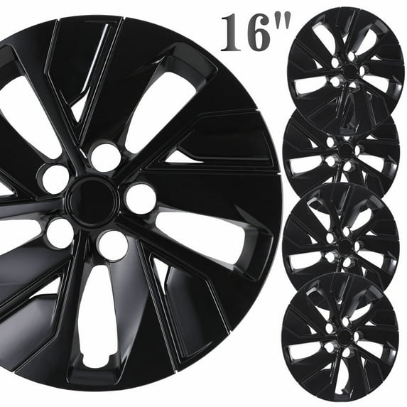 16" Set of 4 Hubcaps Wheel Rims Cover for 2019-2025 Nissan Altima Compatible with Steel Wheels Snap on Installation(16-inch,Black Lacquer)